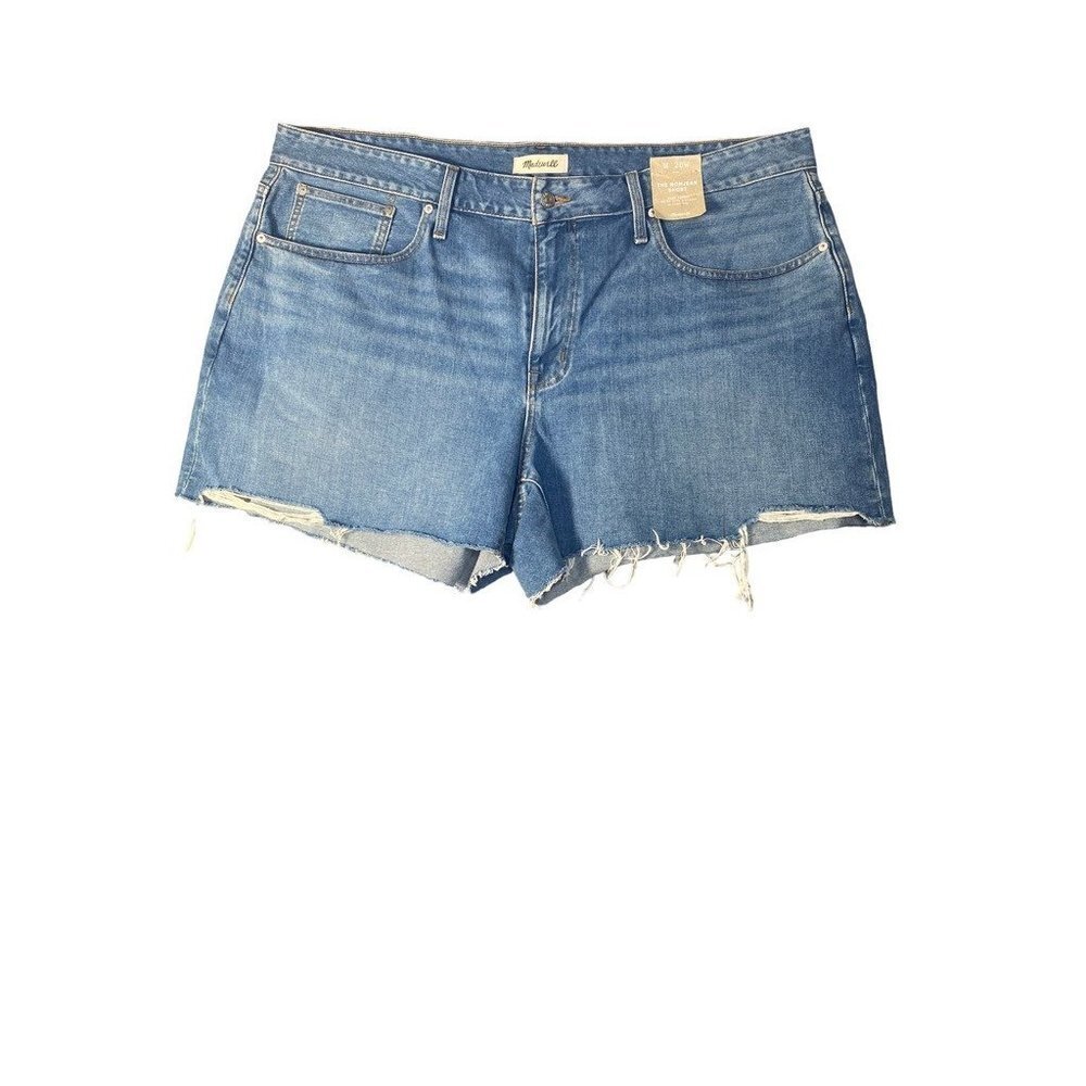 Madewell Womens The Mom Jean Cut-Off Shorts Blue Pockets Frayed Hem Plus 20W New